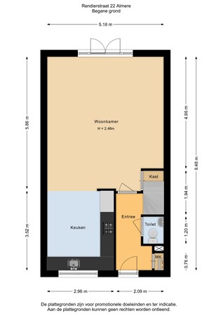 Floorplan - Rendierstraat 22, 1338 KJ Almere